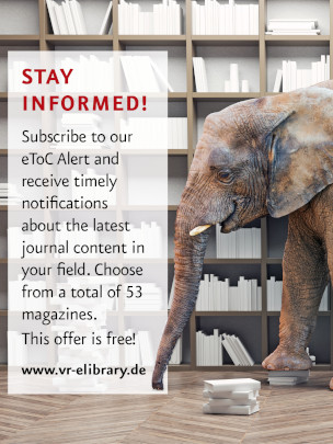 Subscribe to our eToC Alert and receive timely notifications about the latest journal content in your field. Choose from a total of 53 magazines. This offer is free!